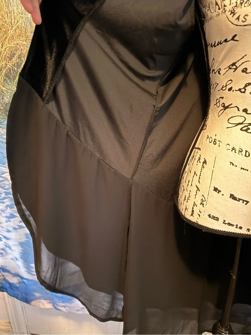 Women's Black Velvet Open-Front Drape Jacket